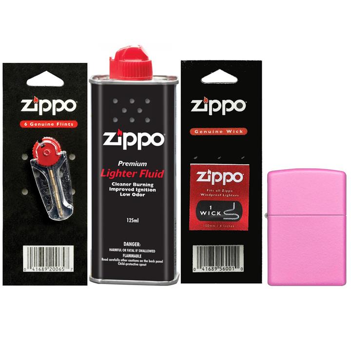 ست فندک زیپو مدل Regular Pink Matte کد 238
